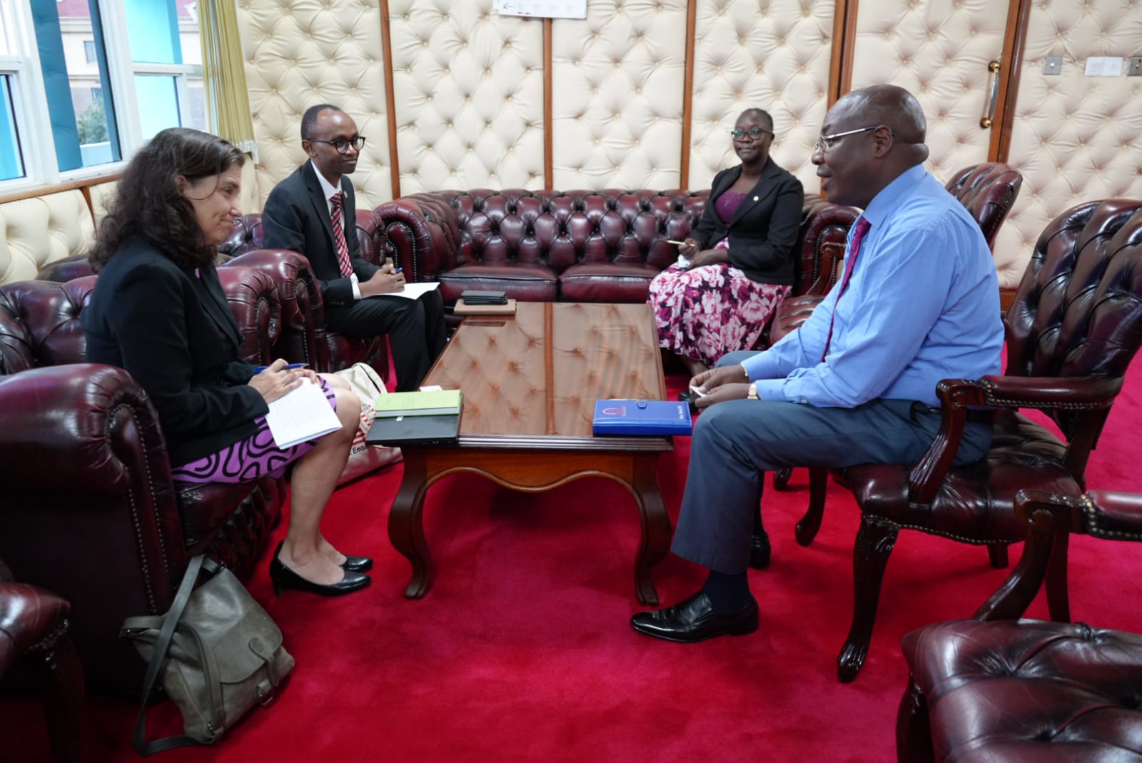  Principal Secretary Harry Kimtai of the State Department for Medical Services welcomed Dr. Jennifer Galbraith, the Country Director of the Center for Disease Control and Prevention (CDC) Kenya, and Evans Kamiti, the Associate Deputy Director for Management and Operations, for a courtesy call.