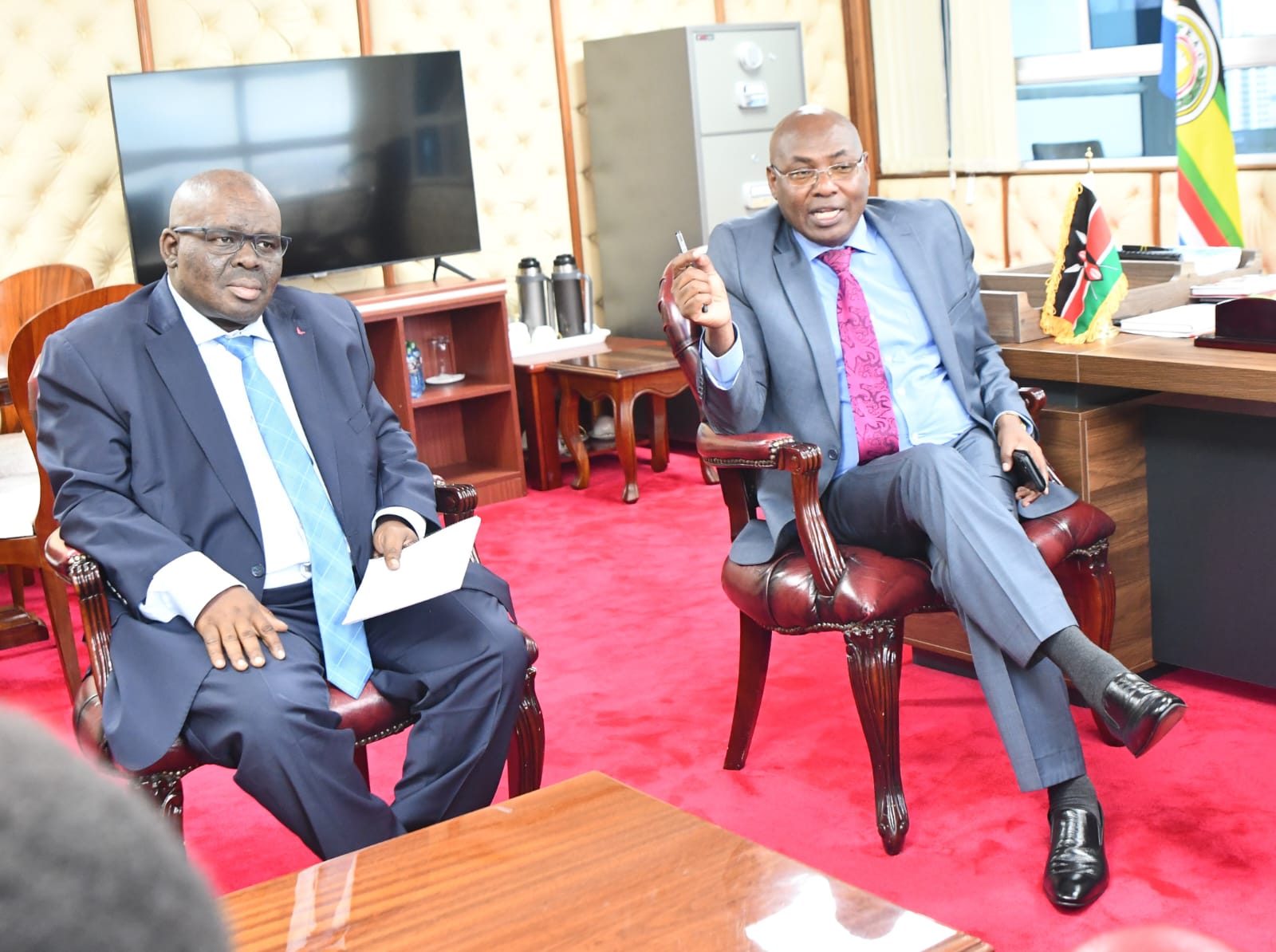 Principal Secretary Harry Kimtai during a meeting with medical interns to address their challenges