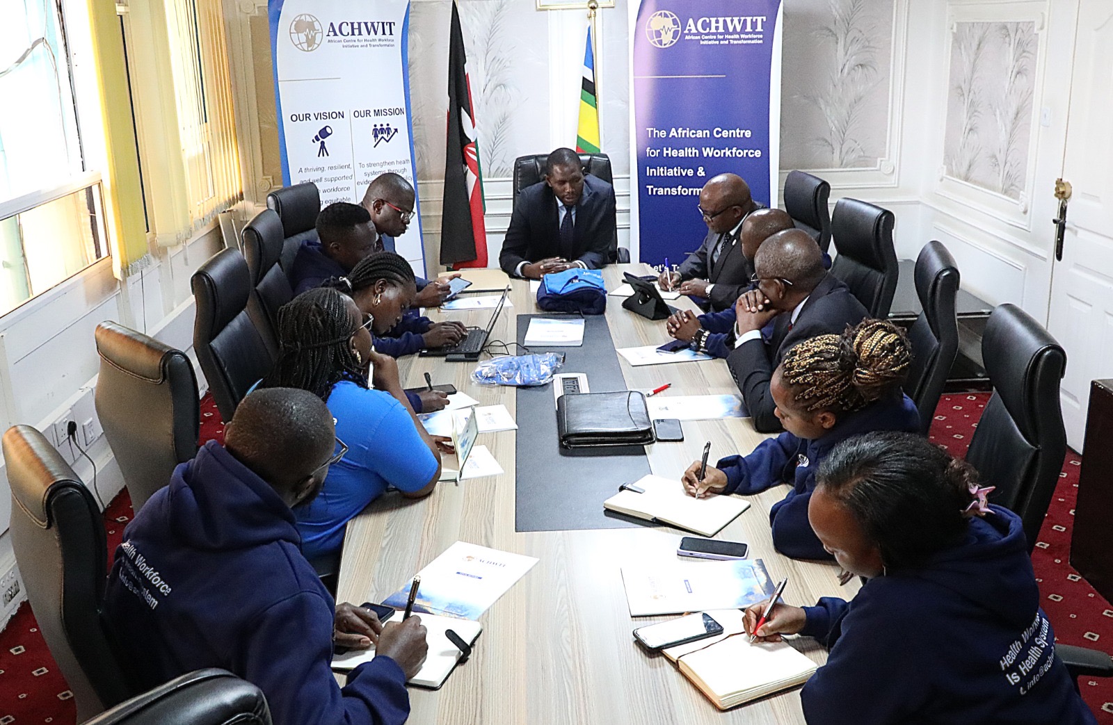 Dr. Ouma Oluga Meets ACHWIT Team to Review Progress in Health Workforce Development