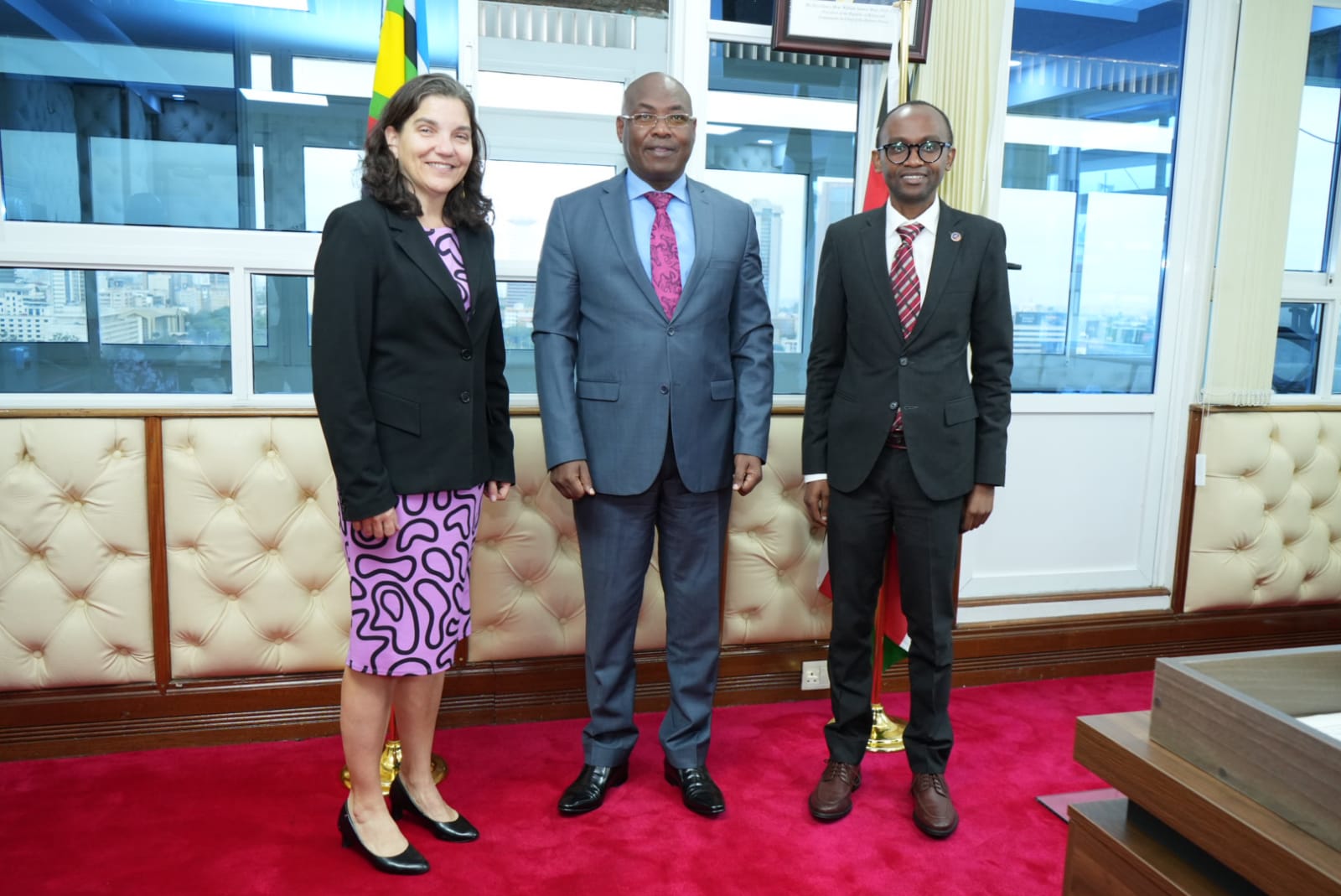  Principal Secretary Harry Kimtai of the State Department for Medical Services welcomed Dr. Jennifer Galbraith, the Country Director of the Center for Disease Control and Prevention (CDC) Kenya, and Evans Kamiti, the Associate Deputy Director for Management and Operations, for a courtesy call.