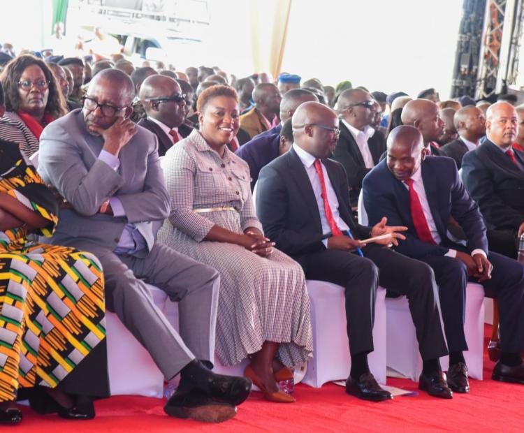  Tharaka Nithi County, Upper Eastern Region - June 12, 2023 -  Today, the Cabinet Secretary for Health, Nakhumicha S. Wafula, and Deputy President Rigathi Gachagua spearheaded a significant multi-agency gathering at Kirubia Stadium, focused on combatting illicit brew and substance abuse in the region. This event marked the third installment of a series of meetings aimed at addressing the pressing issues surrounding these challenges.  The regional convening brought together stakeholders from Tharaka Nithi, M